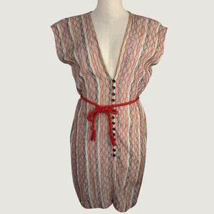 Corey Lynn‎ Calter Silk Embroidered Dress XS Red Cream Button Front Anthro
